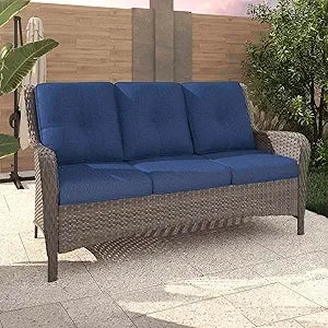Outdoor Patio Sofa 3 Seater with Seat and Back Cushion,