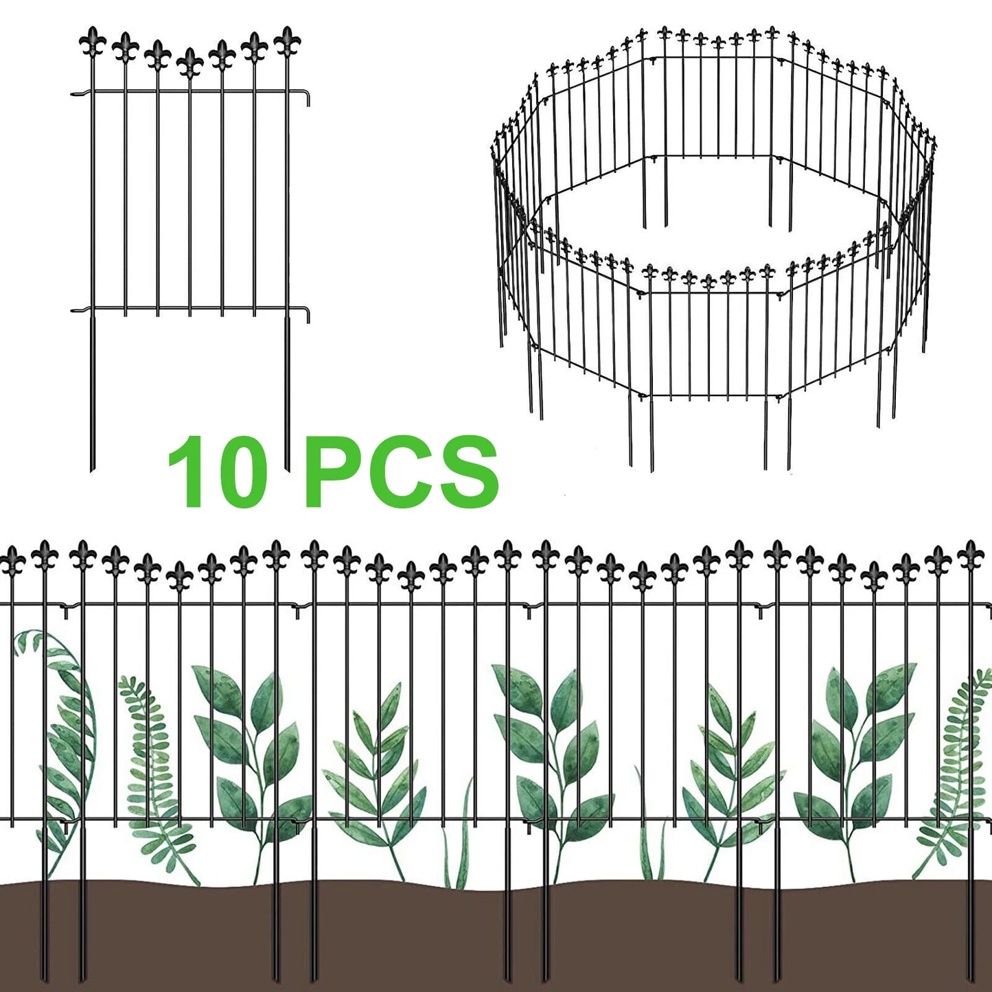 10ft Decorative Garden Fence Animal Barrier