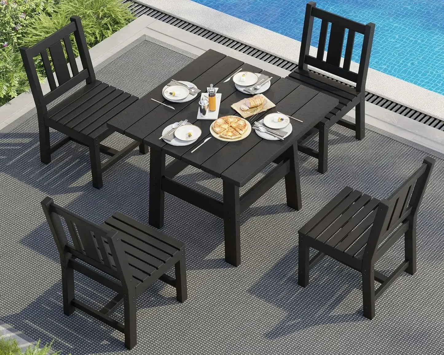 7-Piece  Patio Dining Outdoor Table Set with Umbrella Hole