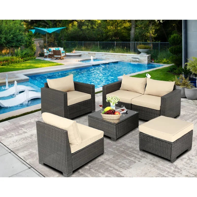 Q6 pieces set outdoor sectional wicker furniture