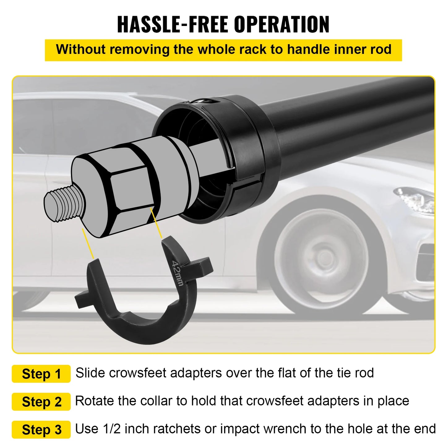 12 Pcs Tie Rod Removal Tool kit  with Crowfoot Adapters