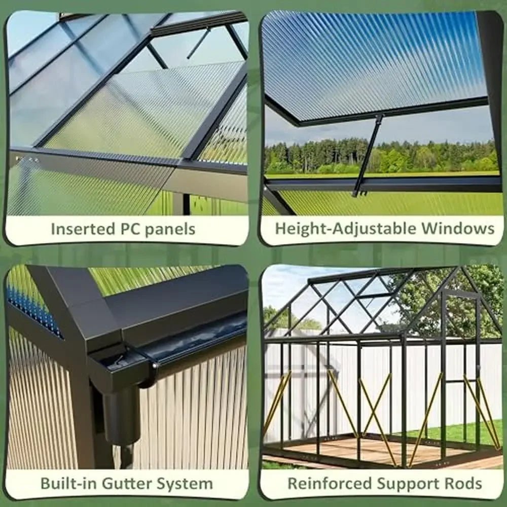 Polycarbonate Aluminum Walk-in Greenhouse UV Coating