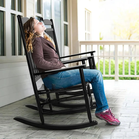 1pcs Soild Wood Outdoor Rocking Chair with High Back
