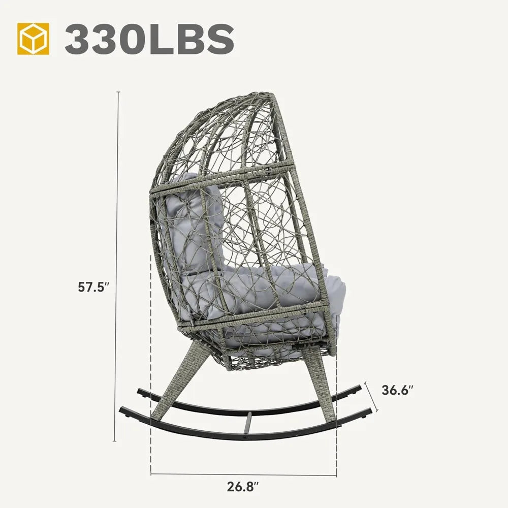Rocking Egg Chair, Indoor Outdoor Lounger for Patio, Backyard,