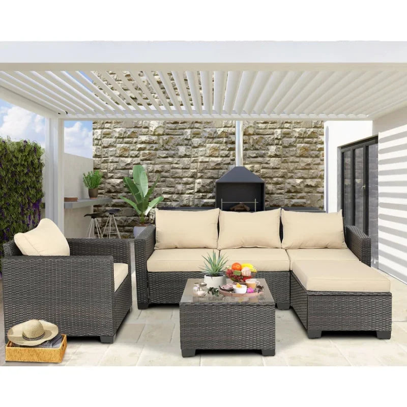 Q6 pieces set outdoor sectional wicker furniture