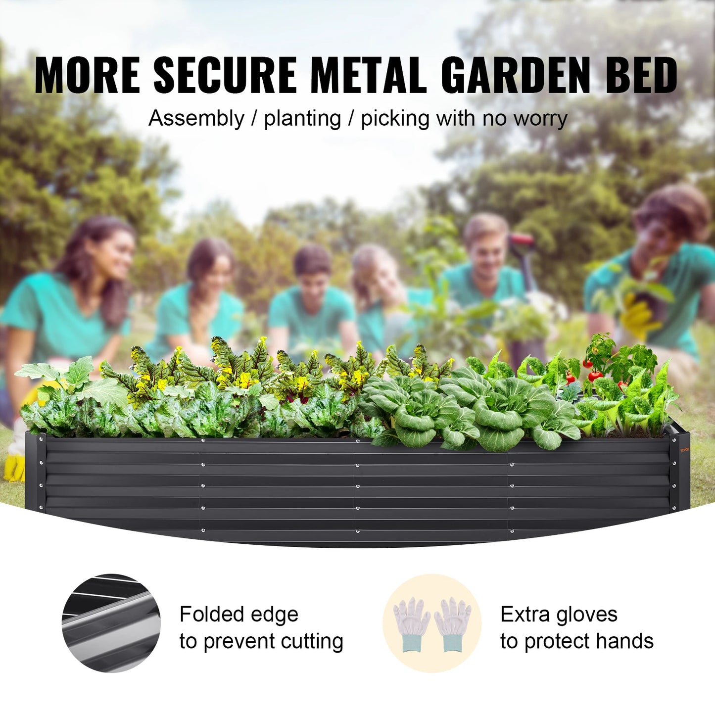 Metal Raised Planter Box for Vegetables Flowers and Herbs with Open Bottom