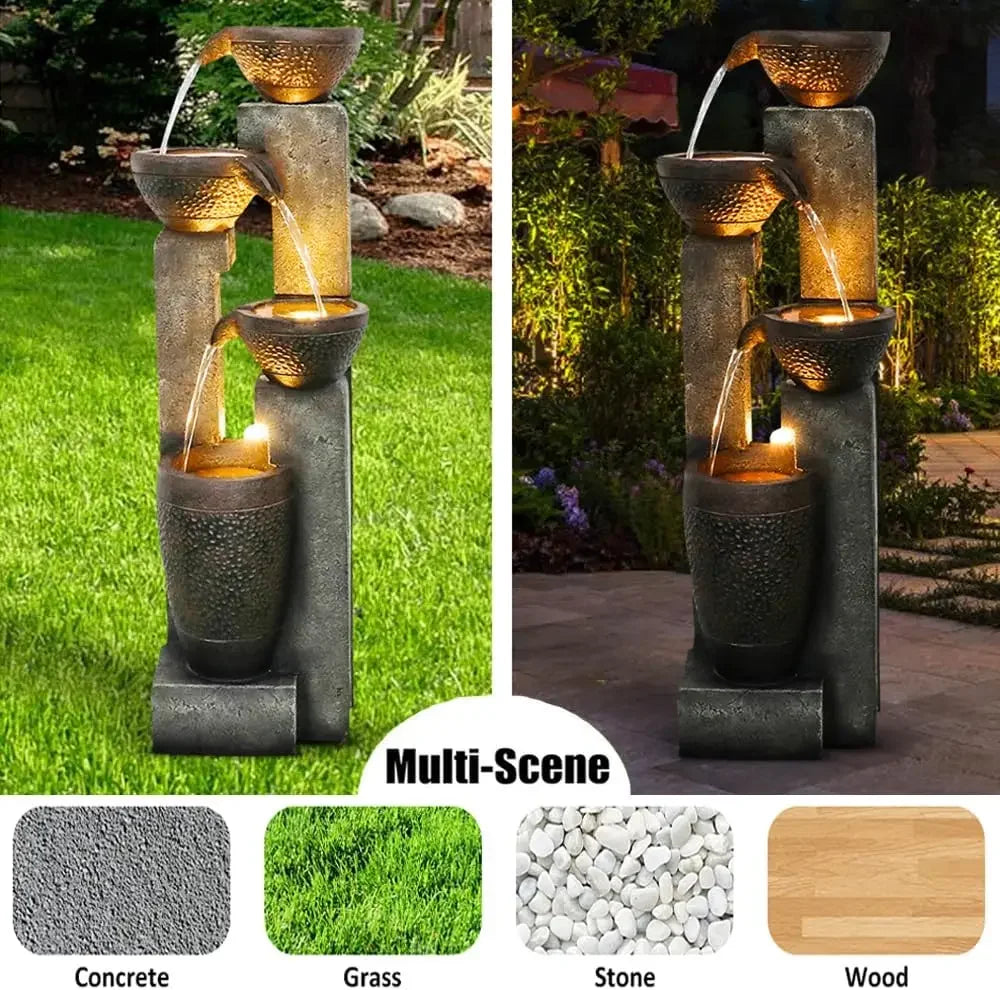 40''H 4-Tier Outdoor Garden Water Fountain Decor