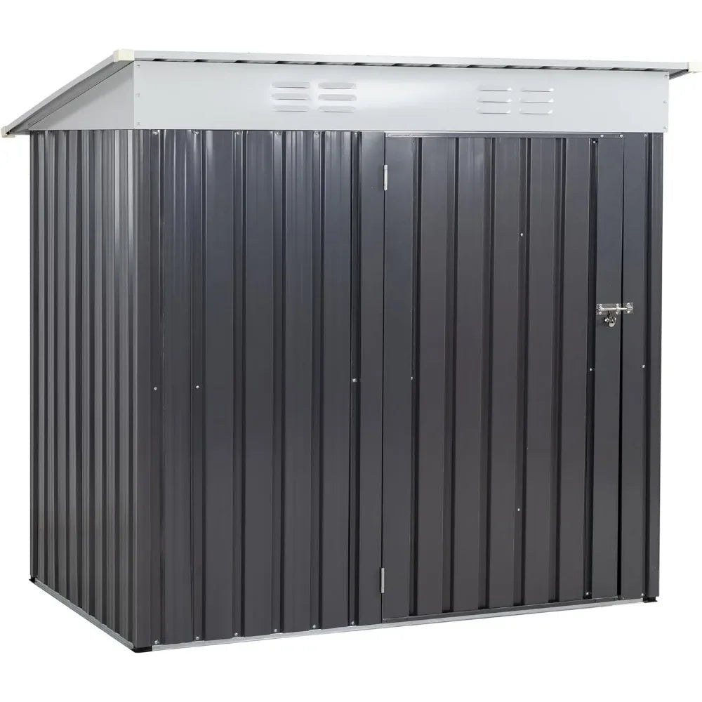 6x4 FT Storage Shed, Waterproof Metal Garden Sheds with Lockable Double Door