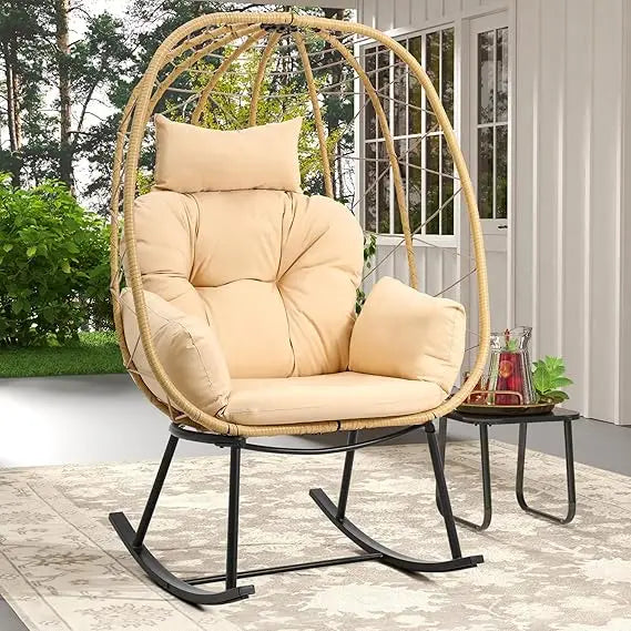 Rocking Egg Chair, Indoor Outdoor Lounger for Patio, Backyard,