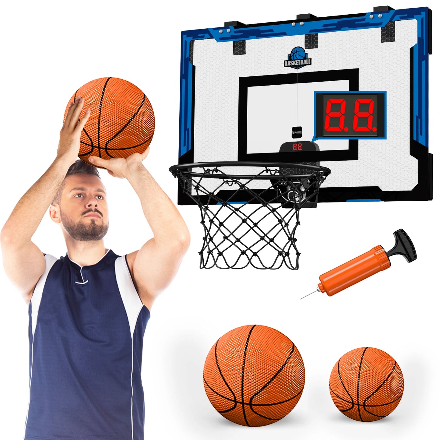 24" x 16" Large Basketball Hoop for Man Kids Teens Boys Girls  Sturdy Backboard