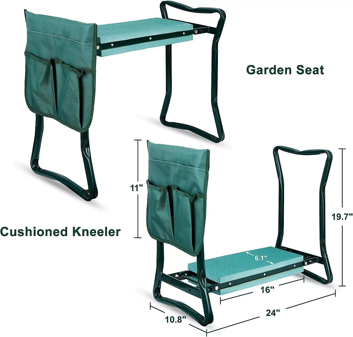 Foldable Garden Kneeler Kneeling Bench Stool Soft Cushion Seat Pad & Tool Pouch