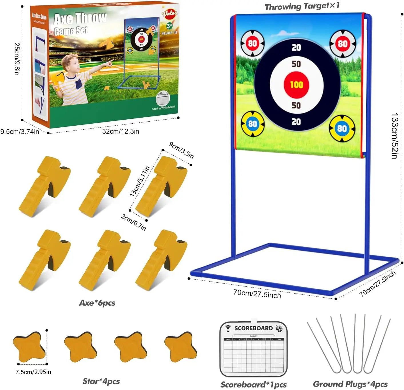 Axe Star Throwing Game Set Toy For Kids Outdoor Sport