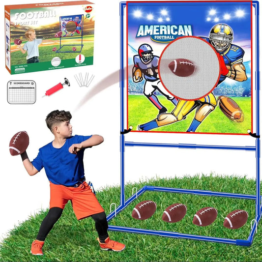 US Football Toss Target Games with 4 Inflatable Footballs