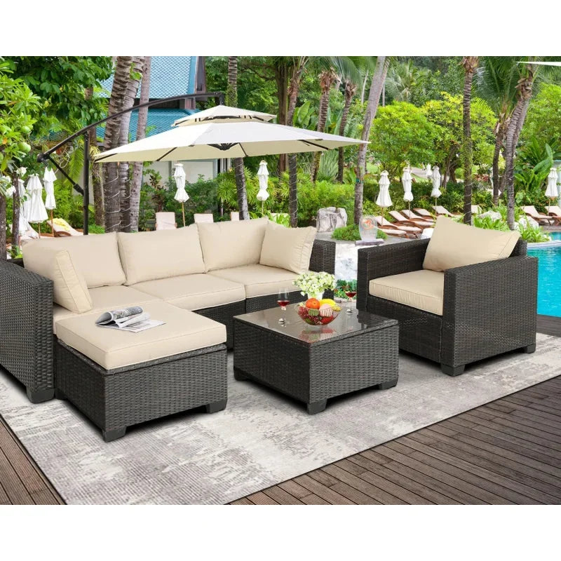 Q6 pieces set outdoor sectional wicker furniture