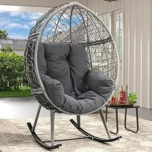 Rocking Egg Chair, Indoor Outdoor Lounger for Patio, Backyard,