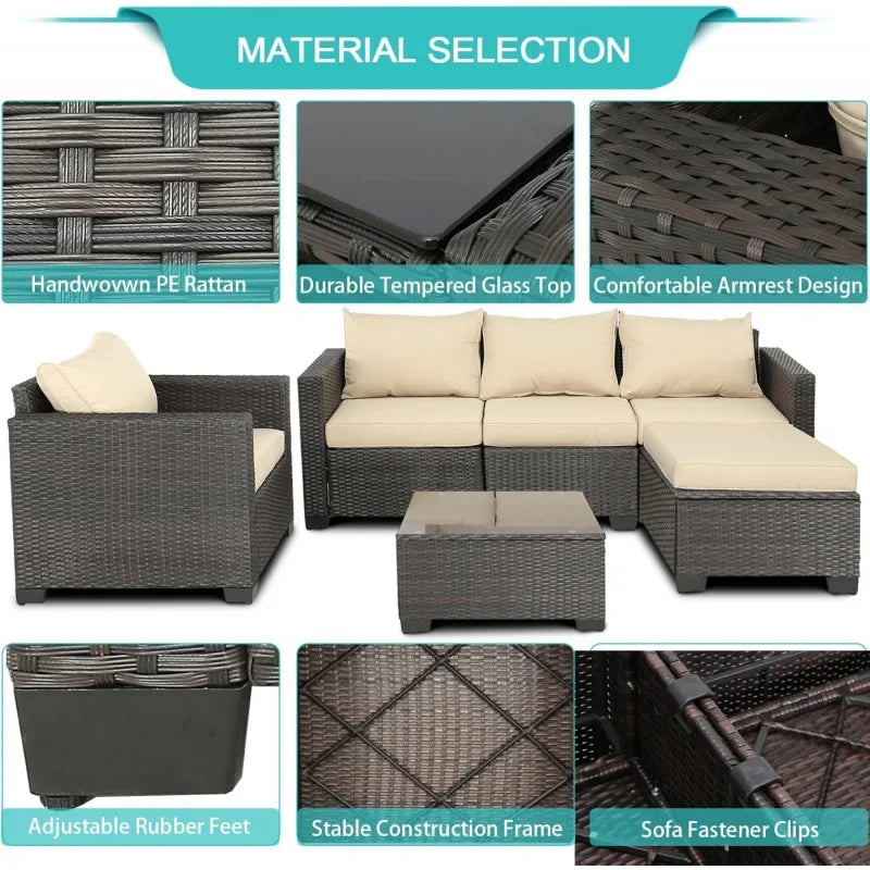 Q6 pieces set outdoor sectional wicker furniture