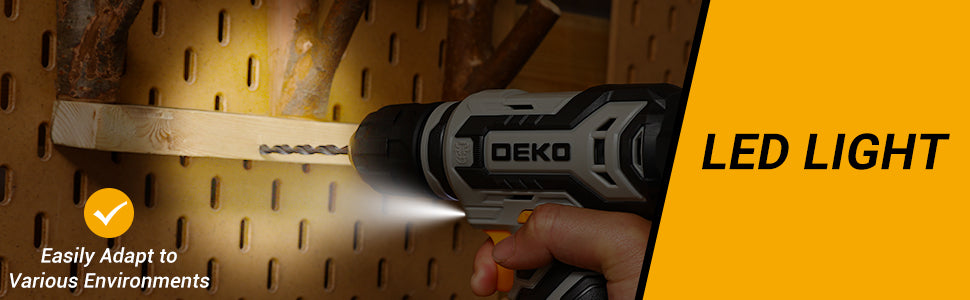 DEKO 12V Power Battery Cordless Drill Set with 3/8-inch Keyless Chuck